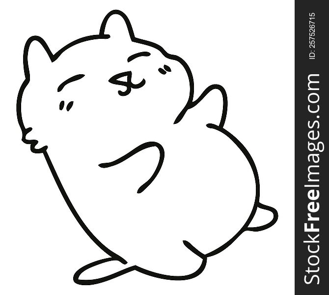 Quirky Line Drawing Cartoon Cat