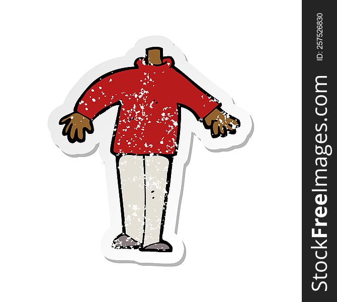 Retro Distressed Sticker Of A Cartoon Male Body