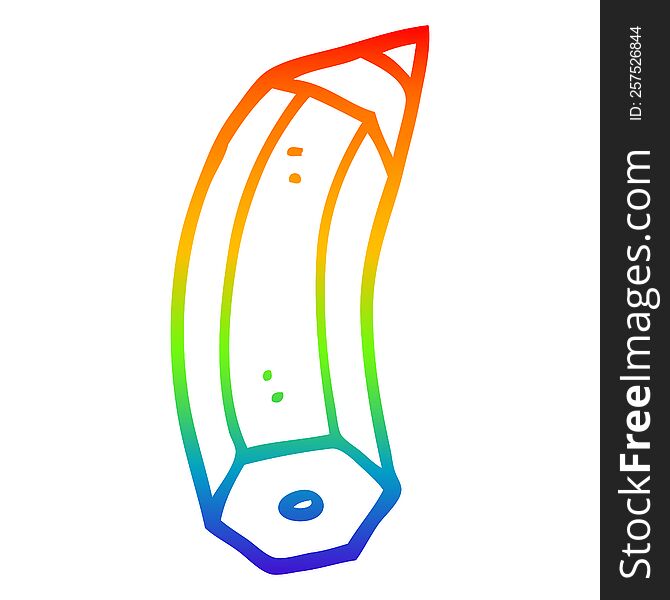 rainbow gradient line drawing of a cartoon pencil