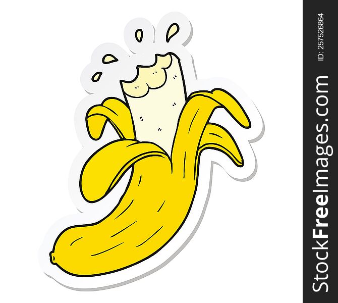 Sticker Of A Cartoon Bitten Banana