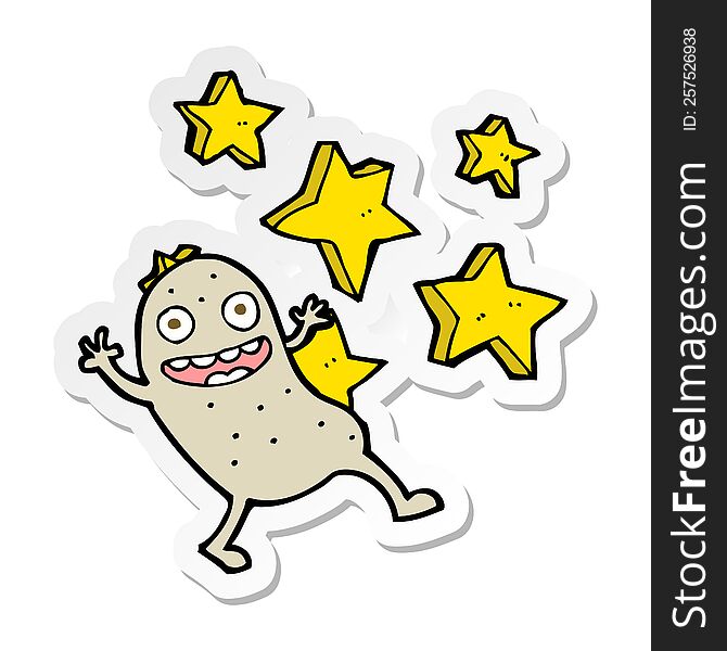 sticker of a cartoon magic potato