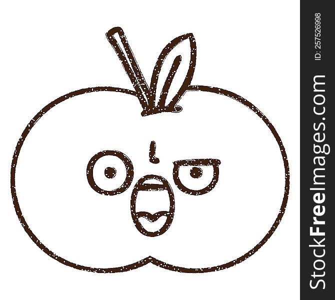Angry Apple Charcoal Drawing