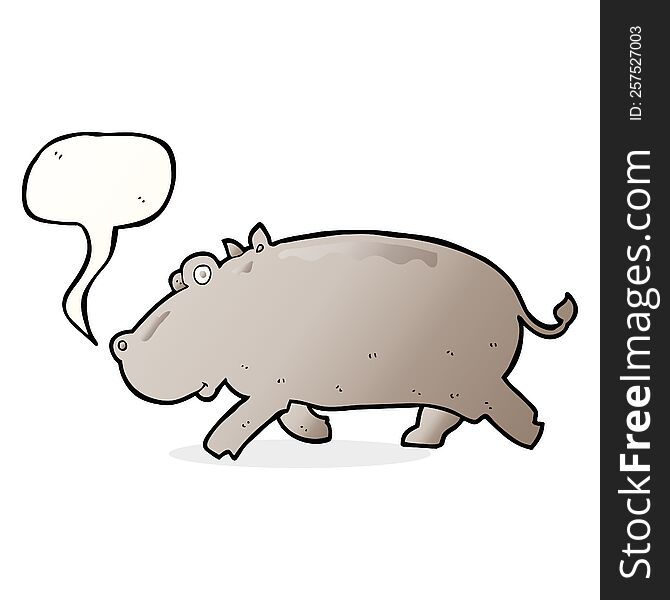 cartoon hippopotamus with speech bubble