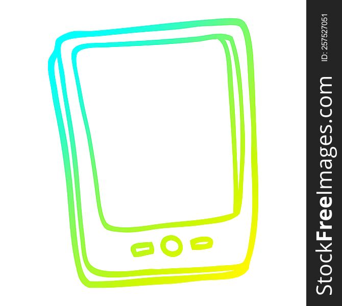 cold gradient line drawing of a cartoon touch screen mobile