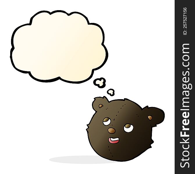 Cartoon Black Bear Face With Thought Bubble
