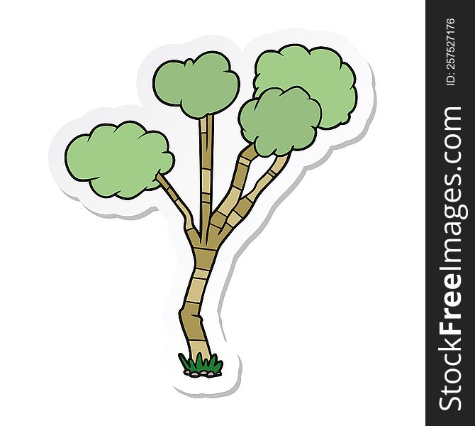 Sticker Of A Cartoon Sparse Tree