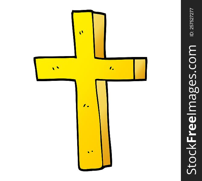 Cartoon Doodle Of A Gold Cross