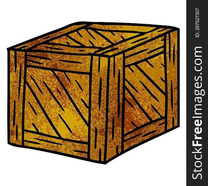 Textured Cartoon Doodle Of A Wooden Crate