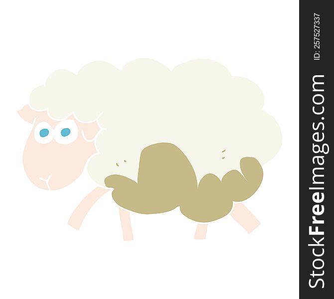 Flat Color Illustration Of A Cartoon Muddy Sheep