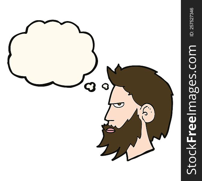 Cartoon Man With Beard With Thought Bubble