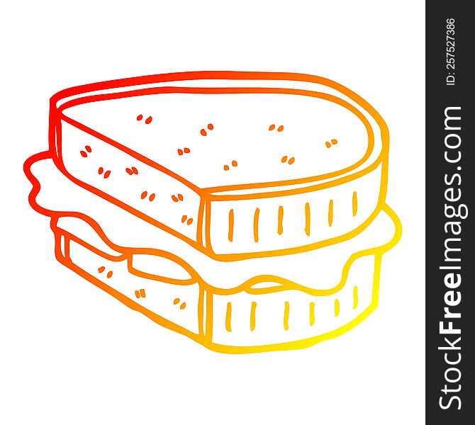 warm gradient line drawing of a cartoon loaded sandwich