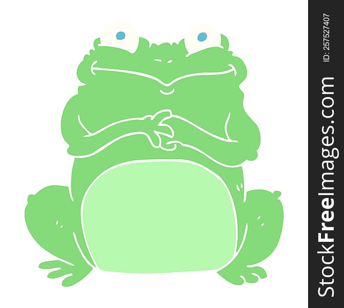 flat color illustration of funny frog. flat color illustration of funny frog
