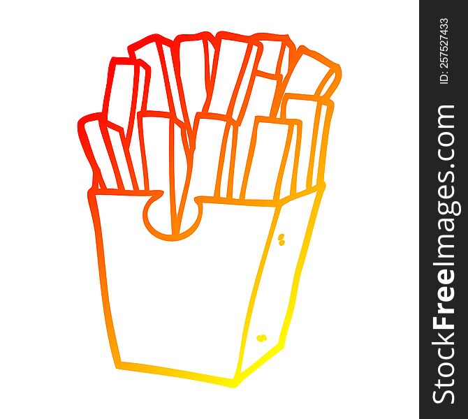 Warm Gradient Line Drawing Cartoon Takeout Fries