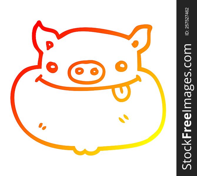 Warm Gradient Line Drawing Cartoon Happy Pig Face