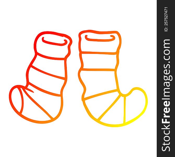 warm gradient line drawing of a cartoon socks