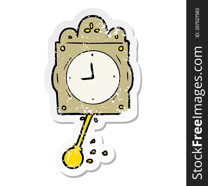 distressed sticker of a cartoon ticking clock