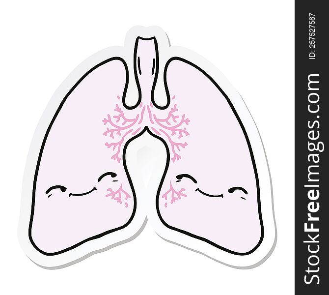 sticker of a cartoon lungs