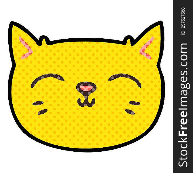 Quirky Comic Book Style Cartoon Cat Face
