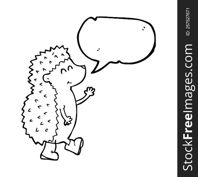 cute freehand drawn speech bubble cartoon hedgehog. cute freehand drawn speech bubble cartoon hedgehog