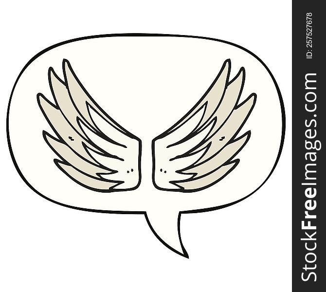 cartoon wings symbol with speech bubble. cartoon wings symbol with speech bubble