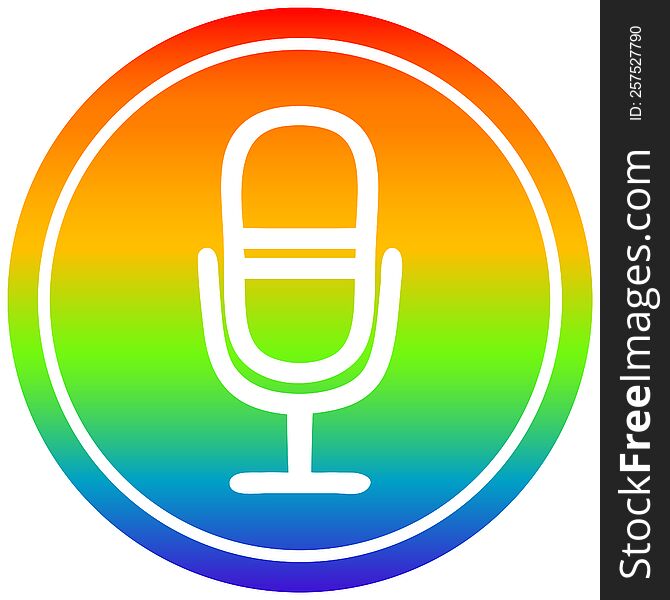 microphone recording circular icon with rainbow gradient finish. microphone recording circular icon with rainbow gradient finish
