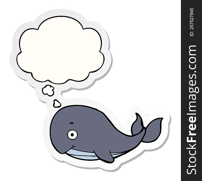 Cartoon Whale And Thought Bubble As A Printed Sticker