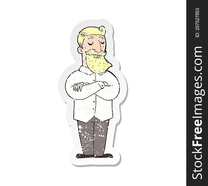Retro Distressed Sticker Of A Cartoon Hipster Man