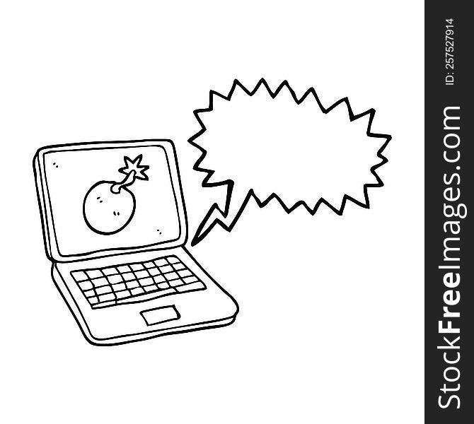 Speech Bubble Cartoon Laptop Computer With Error Screen