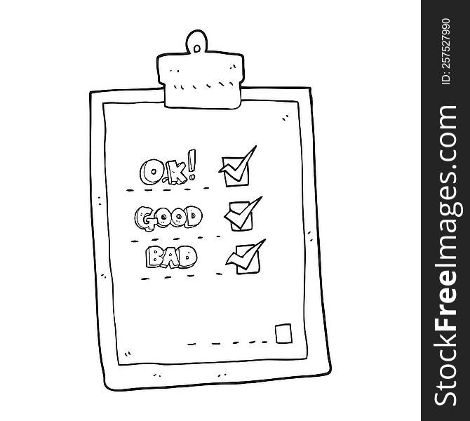 freehand drawn black and white cartoon check list