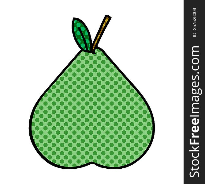 comic book style cartoon of a green pear