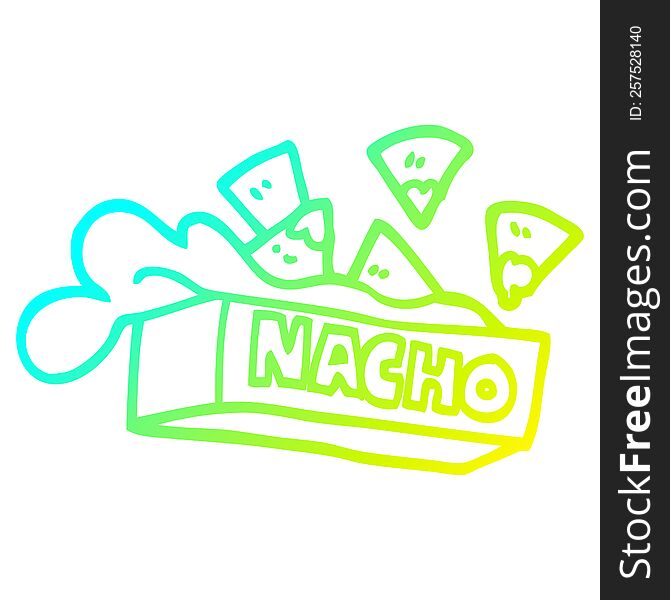 cold gradient line drawing of a cartoon nacho box