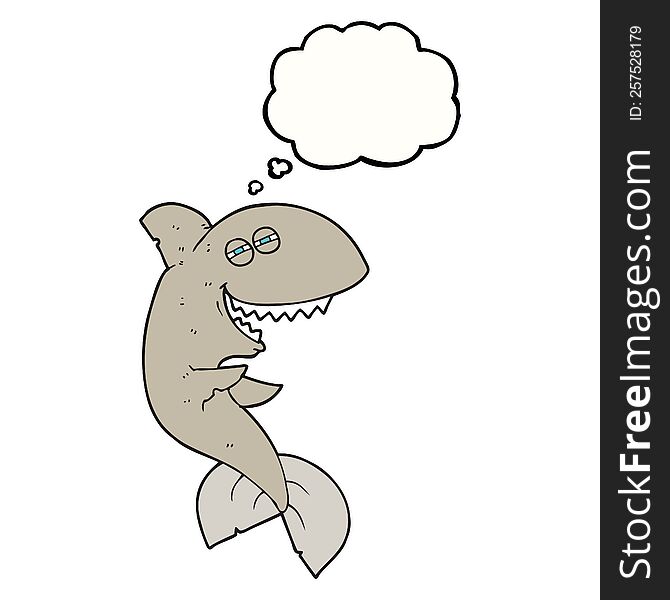 thought bubble cartoon laughing shark