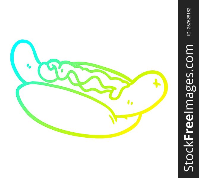 cold gradient line drawing of a fresh tasty hot dog