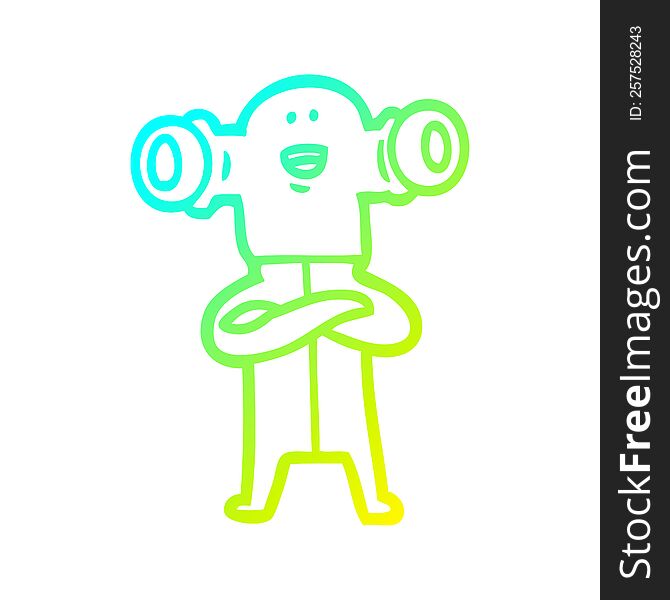 Cold Gradient Line Drawing Friendly Cartoon Alien