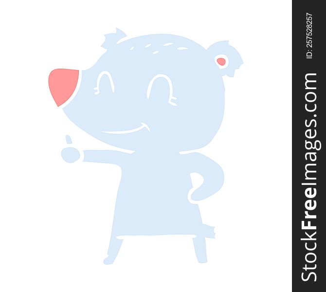 Flat Color Style Cartoon Bear Giving Thumbs Up Sign