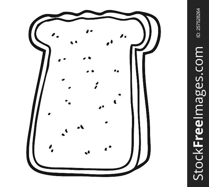 freehand drawn black and white cartoon slice of toast