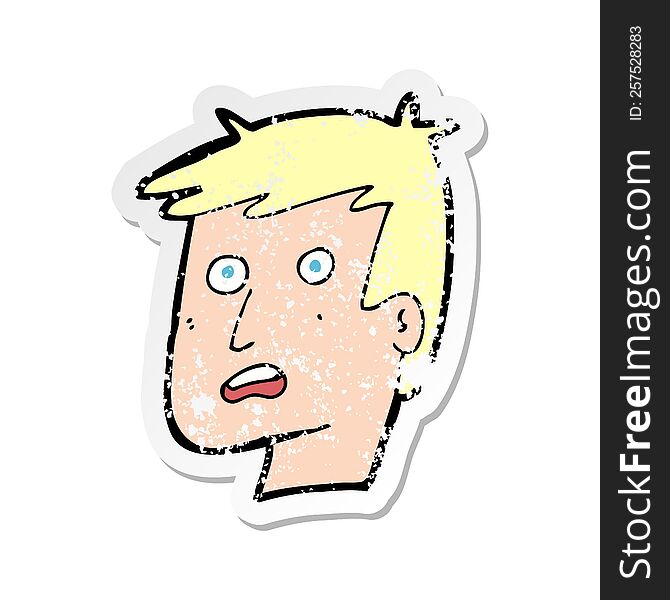 Retro Distressed Sticker Of A Cartoon Unhappy Face