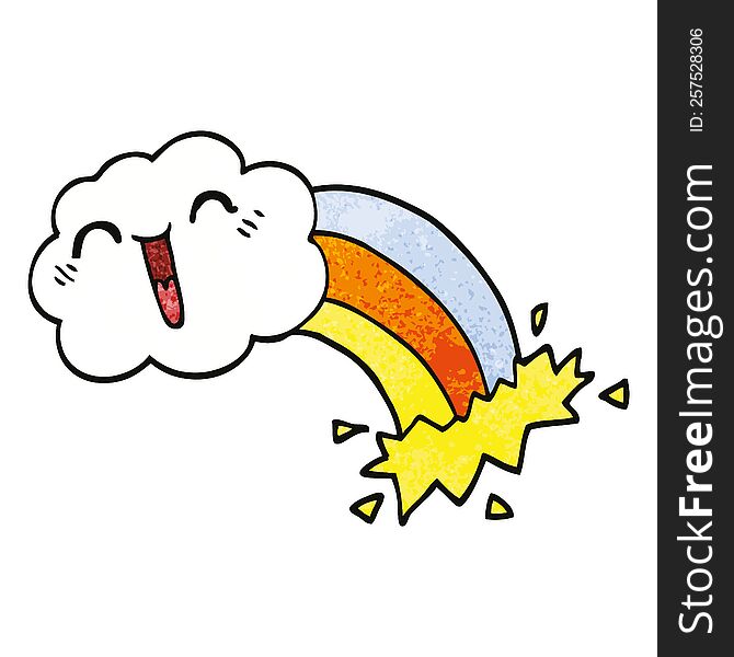 cartoon doodle happy cloud and rainbow