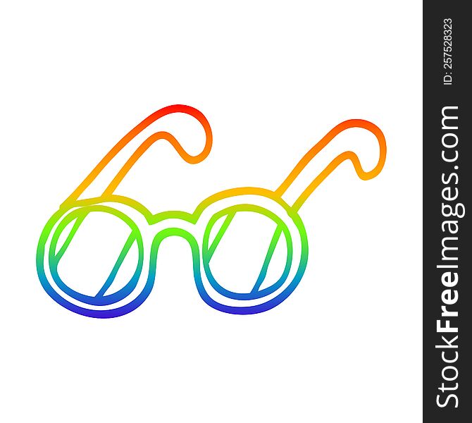 Rainbow Gradient Line Drawing Cartoon Spectacles