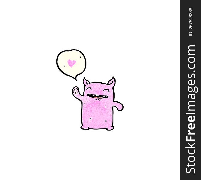 friendly pink monster cartoon