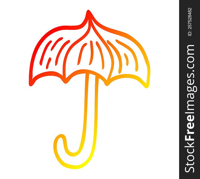 Warm Gradient Line Drawing Cartoon Umbrella Tattoo Symbol