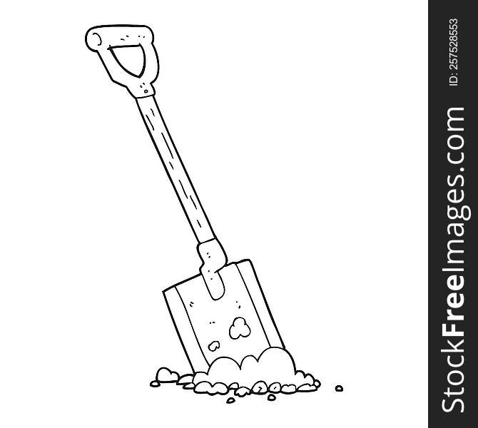 Black And White Cartoon Shovel In Dirt