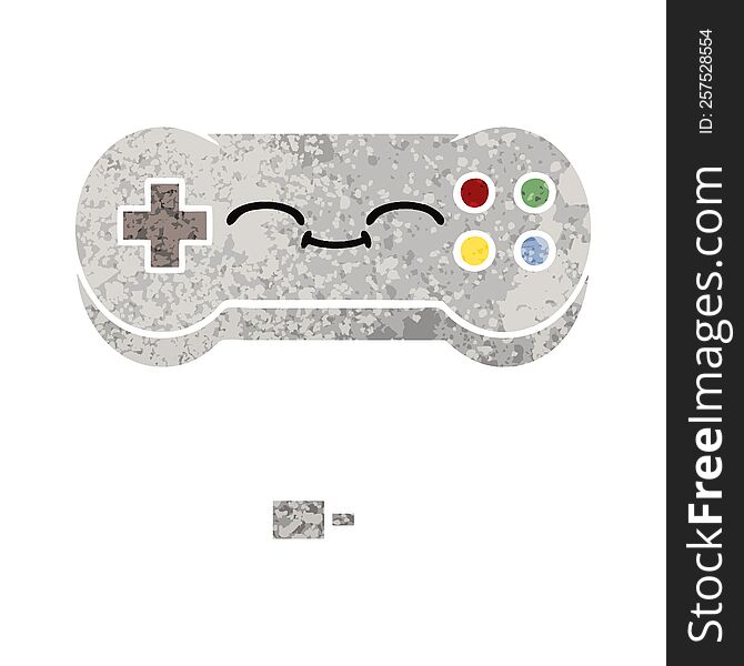 retro illustration style cartoon game controller