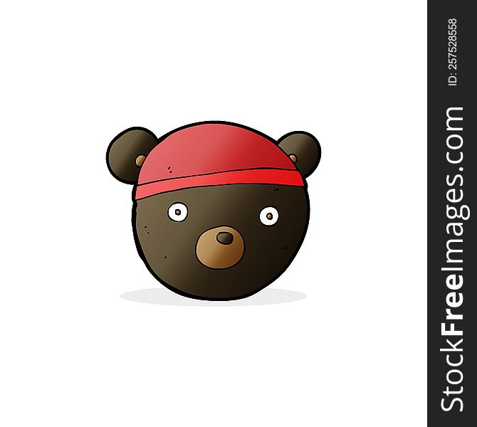Cartoon Black Bear Cub Wearing Hat