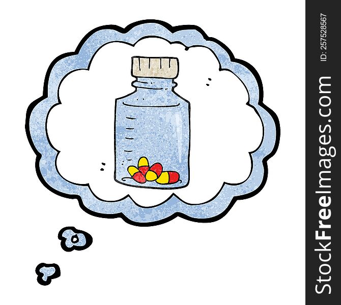 Thought Bubble Textured Cartoon Jar Of Pills