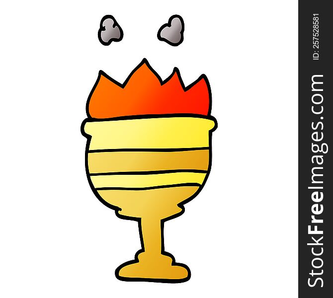 cartoon doodle flaming golden cup