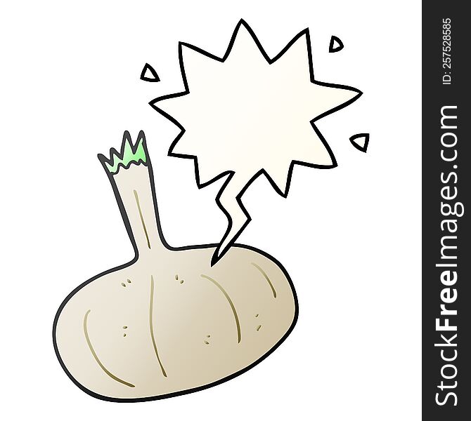cartoon onion with speech bubble in smooth gradient style