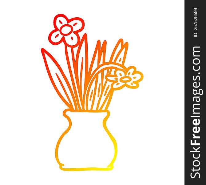 warm gradient line drawing of a flowers in vase