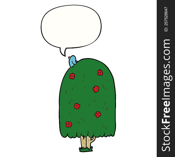 cartoon tall tree with speech bubble. cartoon tall tree with speech bubble