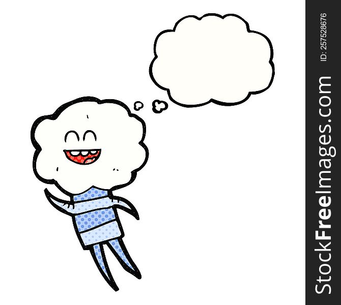 freehand drawn thought bubble cartoon cute cloud head creature